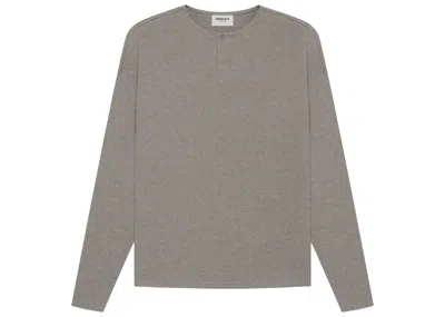 Pre-owned Fear Of God Men's  Essentials Thermal Henley Long Sleeve In Grey Flannel In Gray