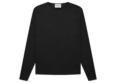 Pre-owned Fear Of God Men's  Essentials Thermal Long Sleeve Henley In Black
