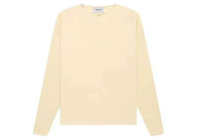 Pre-owned Fear Of God Men's  Essentials Thermal Long Sleeve Henley In Buttercream In Yellow