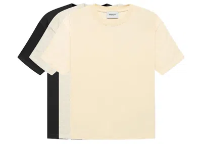 Pre-owned Fear Of God Men's  Essentials Tshirts (3pack) In Black/heather/cream