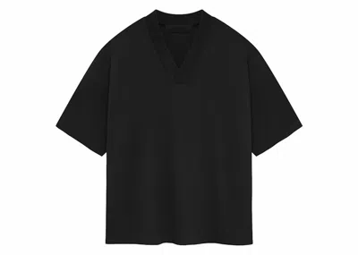 Pre-owned Fear Of God Men's  Essentials Vneck Tee Shirt In Jet Black