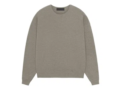 Pre-owned Fear Of God Men's  Essentials Waffle Crewneck Sweatshirt Sweater In Heather Gray