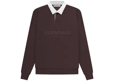 Pre-owned Fear Of God Men's  Essentials Waffle Henley Rugby In Plum