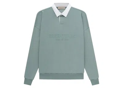 Pre-owned Fear Of God Men's  Essentials Waffle Henley Rugby In Sycamore In Brown