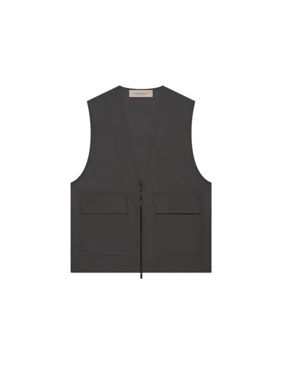 Pre-owned Fear Of God Men's  Essentials Work Vest In Iron In Gray
