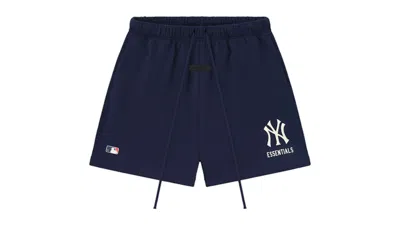 Pre-owned Fear Of God Men's  Essentials Yankees Classic Sweatshort In Midnight Navy Blue