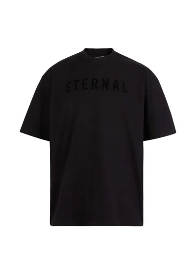 Pre-owned Fear Of God Men's  Eternal Logoflocked Cotton T-shirt In Black