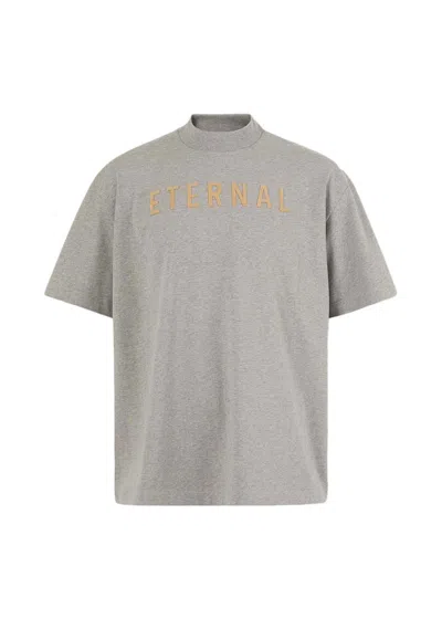Pre-owned Fear Of God Men's  Eternal Logoflocked Cotton T-shirt In Grey