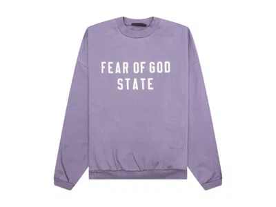 Pre-owned Fear Of God Men's  Logo Printed Crewneck Sweatshirt In Lavender