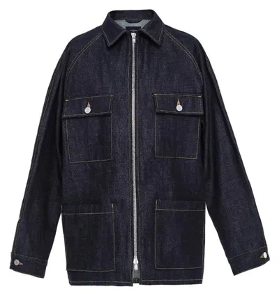 Pre-owned Fear Of God Men's  Raw Selvedge Denim Long Jacket In Raw Indigo