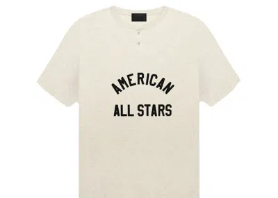 Pre-owned Fear Of God Men's  Seventh Collection All Star Henley Tee Shirt In Cream Heather