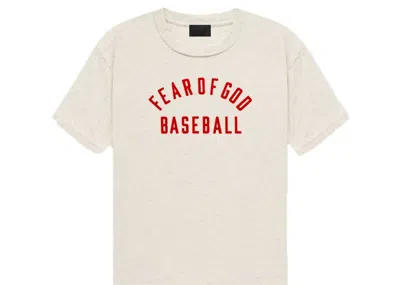 Pre-owned Fear Of God Men's  Seventh Collection Baseball Tee Shirt In Cream Heather/red