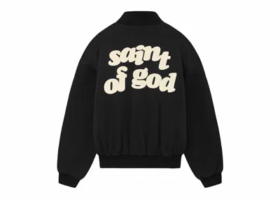 Pre-owned Fear Of God Men's  X Saint Mxxxxxx Saint Of God Varsity Jacket In Black