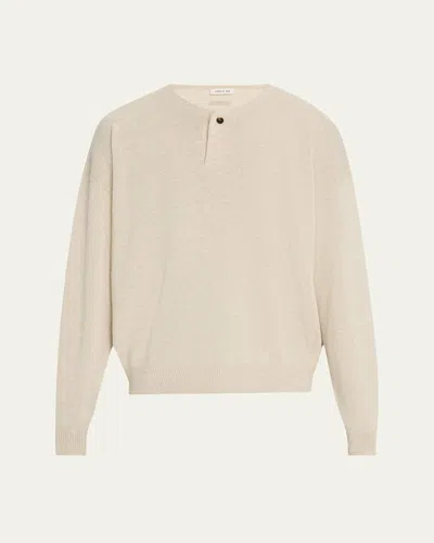 Fear Of God Men's Fine Knit Henley Shirt In Heather Beige