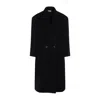 Fear Of God Double Breasted Wool Gabardine Overcoat In Black