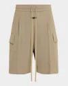 Fear Of God Cargo Shorts With Knee Length And Pleat Detailing In Melange Beige