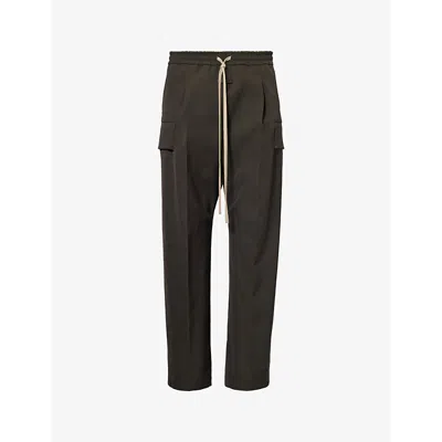 Fear Of God Mens Olive Flap-pocket Elasticated-waist Wool And Cotton-blend Trousers
