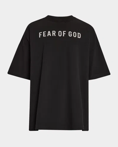Fear Of God Greyt-shirt With Contrasting Front Logo Print In Black