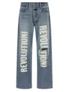 Fear Of God Straight Leg Distressed Denim Trousers With Pockets In Blue