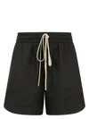 Fear Of God Thigh-length Drawstring Shorts With Textured Fabric In Black