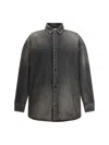 Fear Of God Men Snap Front Denim Overshirt In Black
