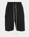 Fear Of God Straight-leg Pleated Wool And Cotton-blend Twill Drawstring Cargo Shorts In Black