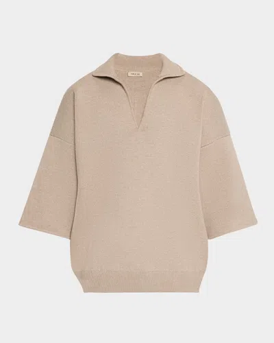 Fear Of God Men's Wool Boucle Polo Sweater In Beige