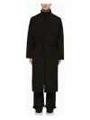 Fear Of God Black Wool Trench Coat With High Collar