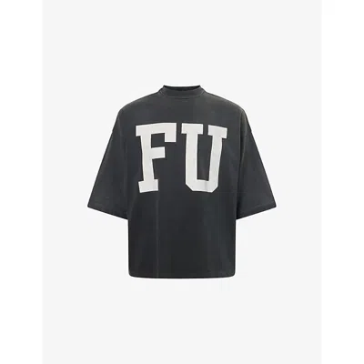 FEAR OF GOD MENS BLACK FU EDUCATE RELAXED-FIT COTTON-JERSEY T-SHIRT