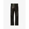 Fear Of God Mens Black Regular-fit Straight-leg Leather Trousers In Brown