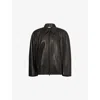 Fear Of God Relaxed Leather Jacket Long Sleeves In Black