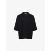 Fear Of God Mens Black Spread-collar Short-sleeves Wool Polo Shirt In Black