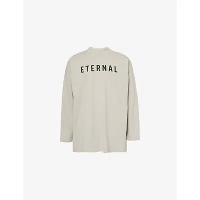 FEAR OF GOD MENS DOVE GREY ETERNAL LOGO-PRINT COTTON T-SHIRT XL