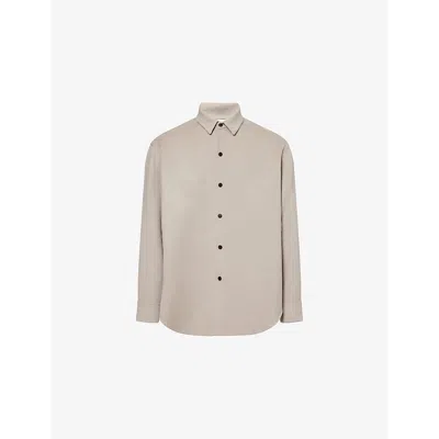 Fear Of God Mens Curved-hem Relaxed-fit Wool And Cashmere Overshirt Dusty Beige
