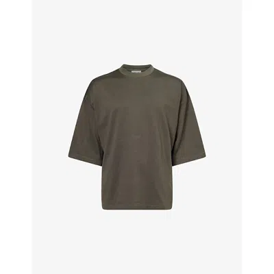 Fear Of God Mens Off Black Crewneck Relaxed-fit Cotton Blend T-shirt Xxl In Multi