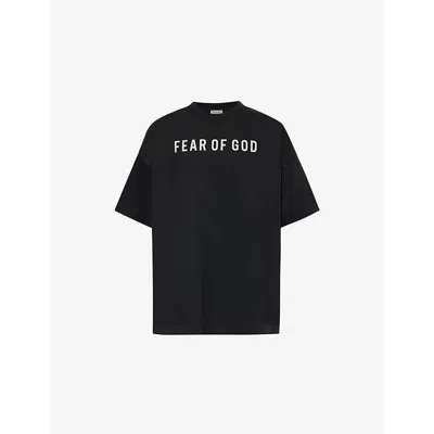 Fear Of God Mens  Logo-print Relaxed-fit Cotton T-shirt In Black