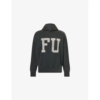 Fear Of God Mens Black Qualified Relaxed-fit Cotton-jersey Hoodie In Gray