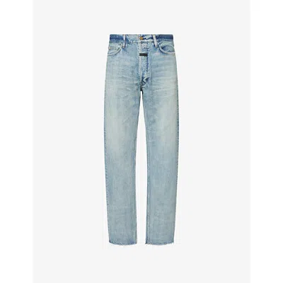 FEAR OF GOD MENS INDIGO RAW-CUFFS FIVE-POCKETS DENIM JEANS