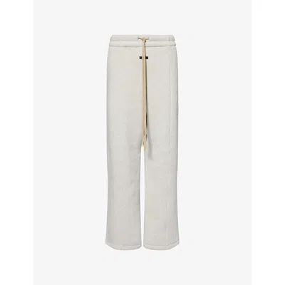 Fear Of God Mens Melange Grey Wide Leg Drawstring Cotton-blend Jogging Bottoms In White