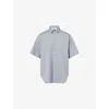 Fear Of God Mens Short-sleeve Oxford Cotton-blend Shirt Melange Slate In Gray