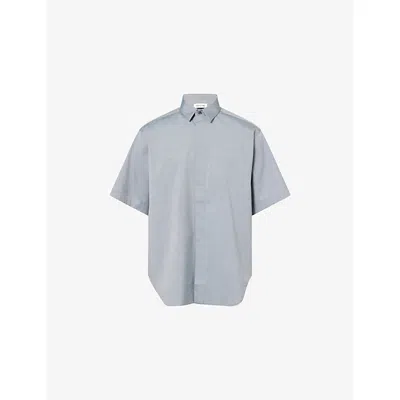 Fear Of God Mens Short-sleeve Oxford Cotton-blend Shirt Melange Slate