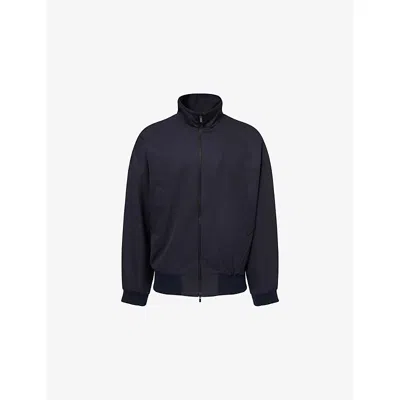 Fear Of God High-necked Jacket With Ribbed Cuffs And Hem In Blue