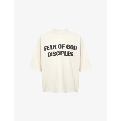 Fear Of God Mens Oat Disciple Relaxed-fit Cotton-jersey T-shirt Xs In Brown