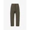 Fear Of God Mens Off Black Drawstring Wide-leg Wool-blend Trousers In Green