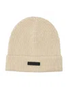 Fear Of God Cream Logo Beanie Hat In Nude