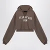 Fear Of God Military Green Cropped Sweatshirt With Logo In Brown
