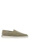 Fear Of God Minimalist Suede Loafer In Sage Green With Rubber Sole In Green