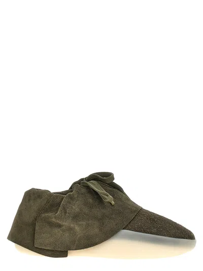 Fear Of God Moc Low Layered Distressed Suede Sneakers In Green