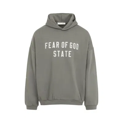 FEAR OF GOD MOSS GREEN COTTON 90S FIT FLEECE HOODIE