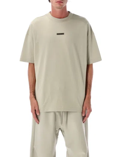 Fear Of God Natural Crewneck Logo T-shirt In White